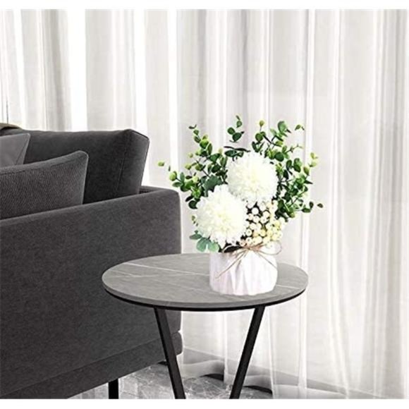 Artificial Flower Hydrangea & Small CeramicVase Fake Plant Eucalyptus Leaf Berry - Picture 4 of 4